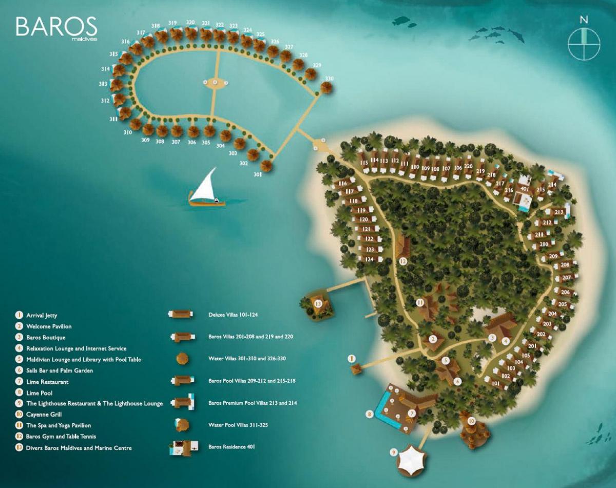 kort over baros maldives