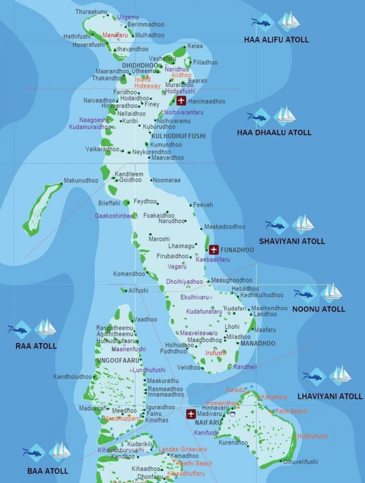 fuld kort, maldiverne