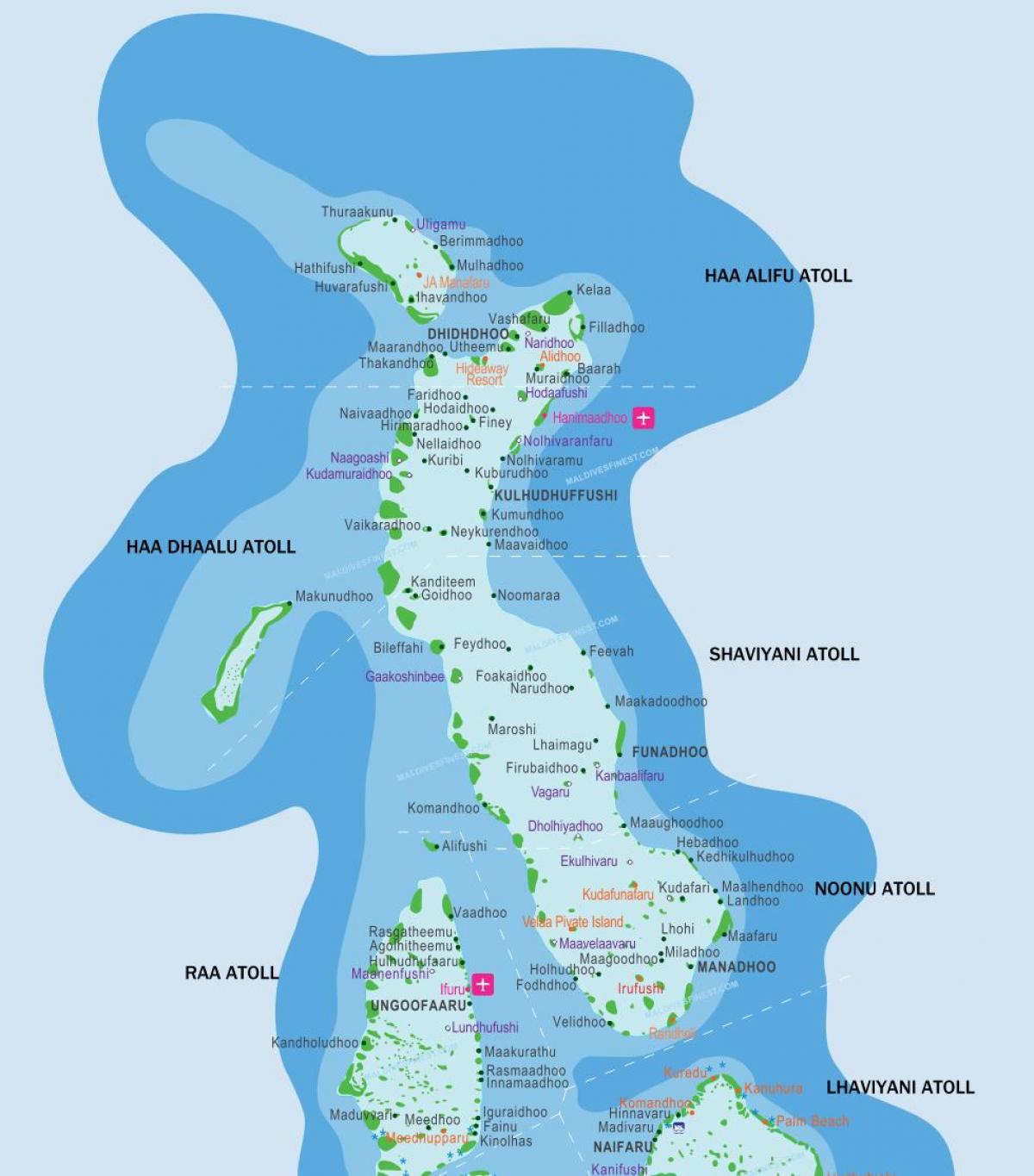 maldiverne resorts placering på kort