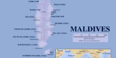 Kort, der viser, maldiverne