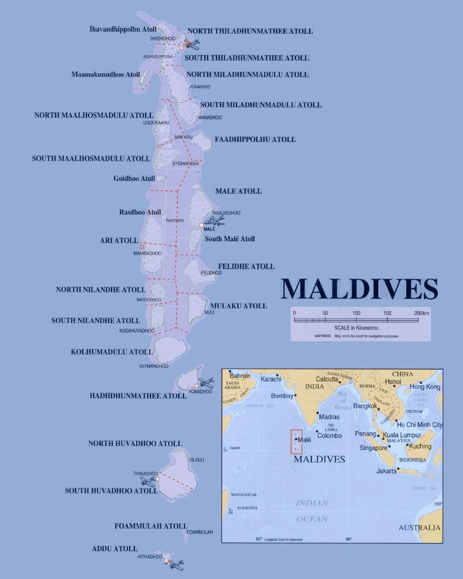 maldiverne færge rute kort
