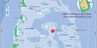 Kort over ari atoll, maldiverne